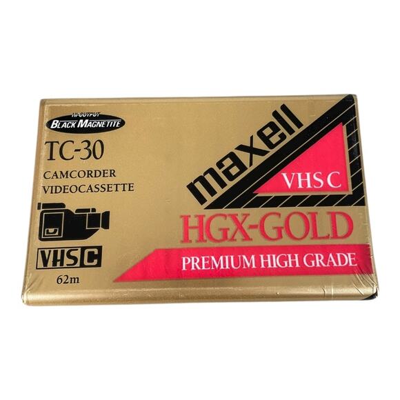 NWT Vintage Maxell HGX-Gold Premium VHS-C Camcorder Videocassette TC-30 - Picture 1 of 4